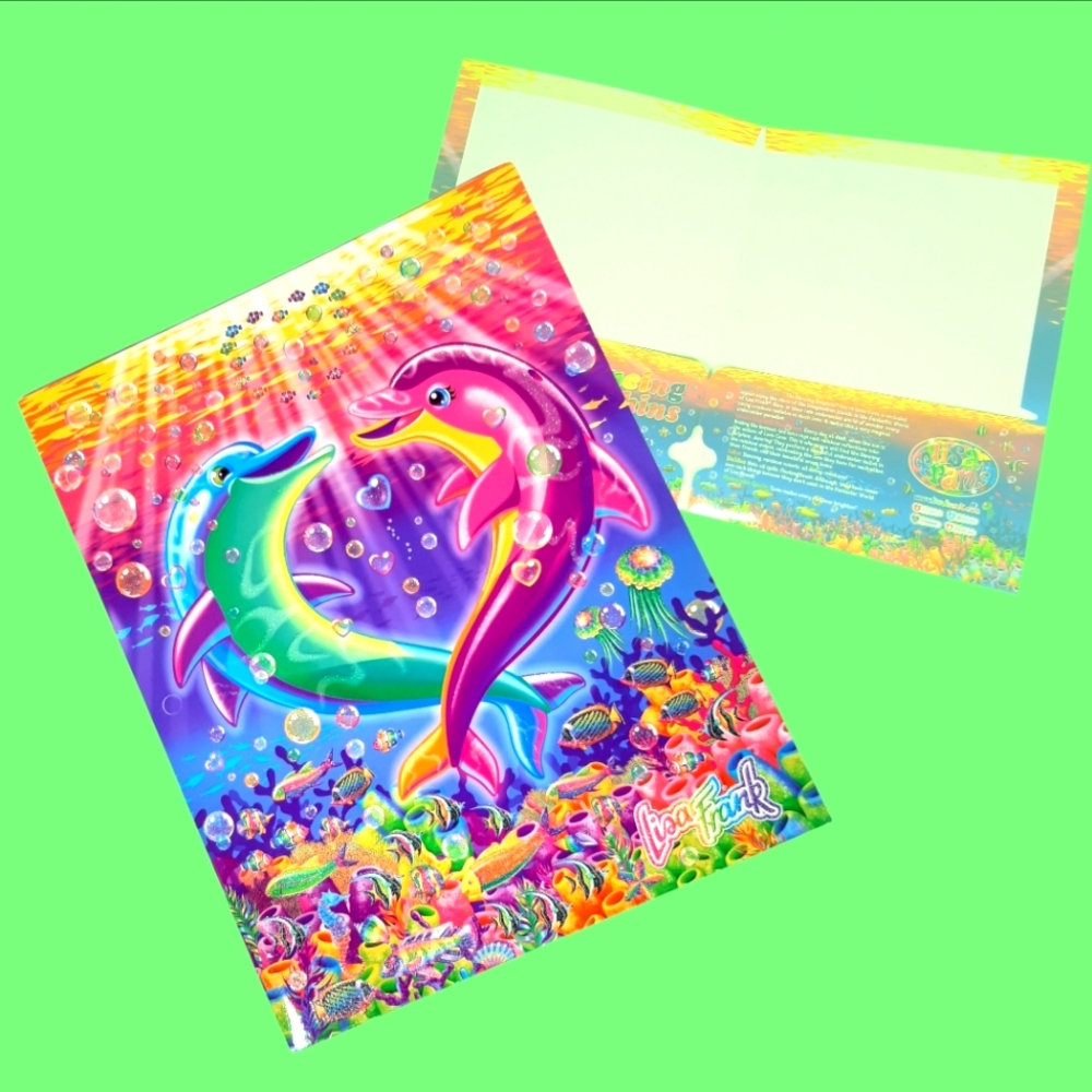 Lisa Frank Dancing Dolphins Glitter Two Pocket Folder